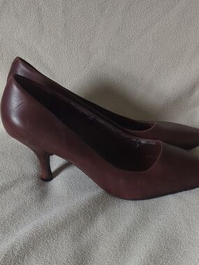 BCBGeneration Burgundy Pointed-Toe Kitten Heel Pumps